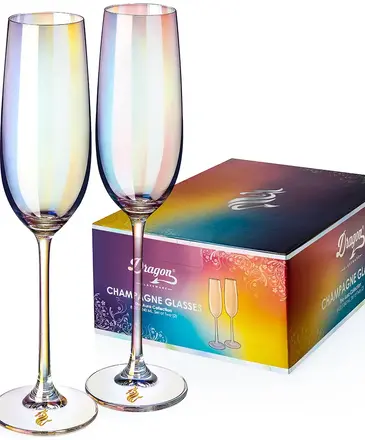 Ida Red Champagne Glasses - the Aura Collection