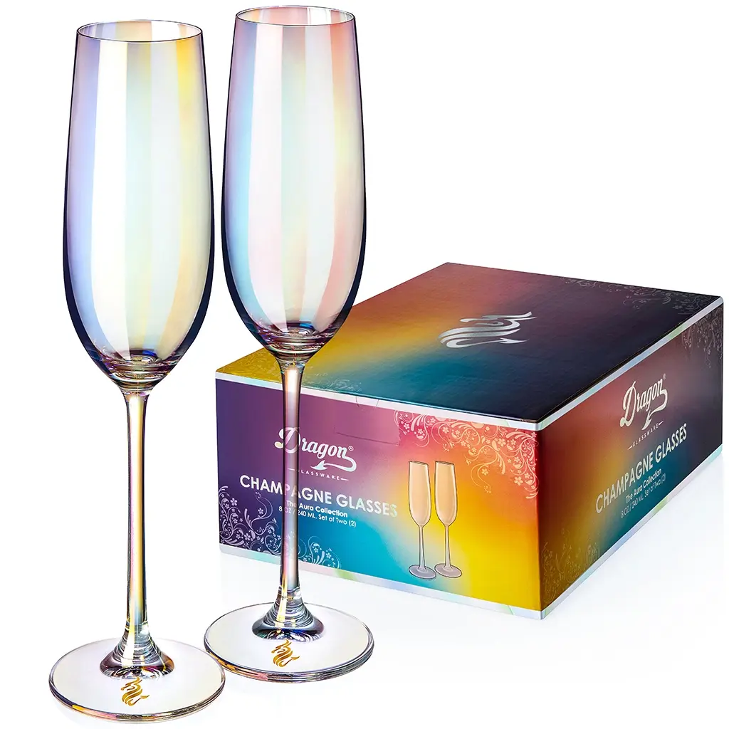 Ida Red Champagne Glasses - the Aura Collection