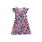 Posh Peanut Inc Electric Leopard - Cap Sleeve Ruffled Twirl Dress