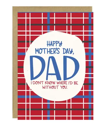 Little Lovelies Studio Happy Mother's Day Dad Card Red Plaid