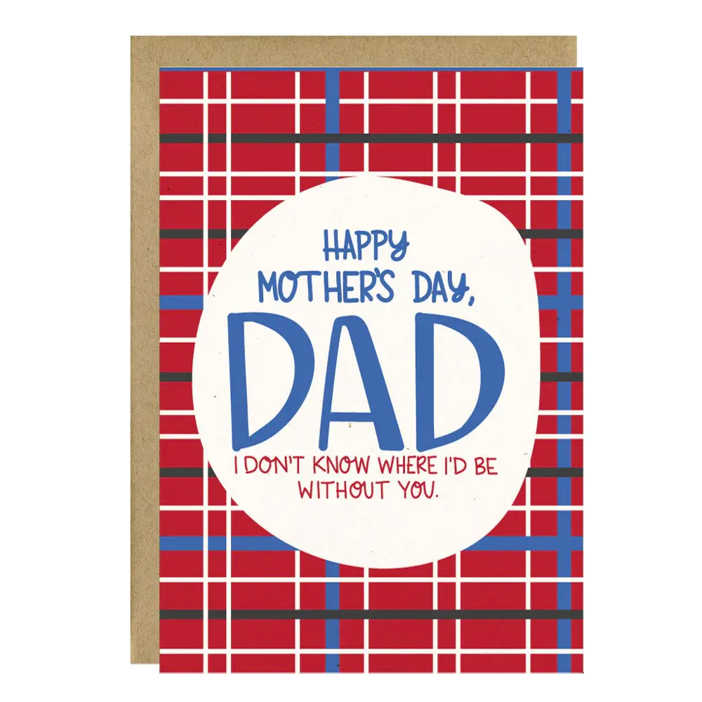 Little Lovelies Studio Happy Mother's Day Dad Card Red Plaid