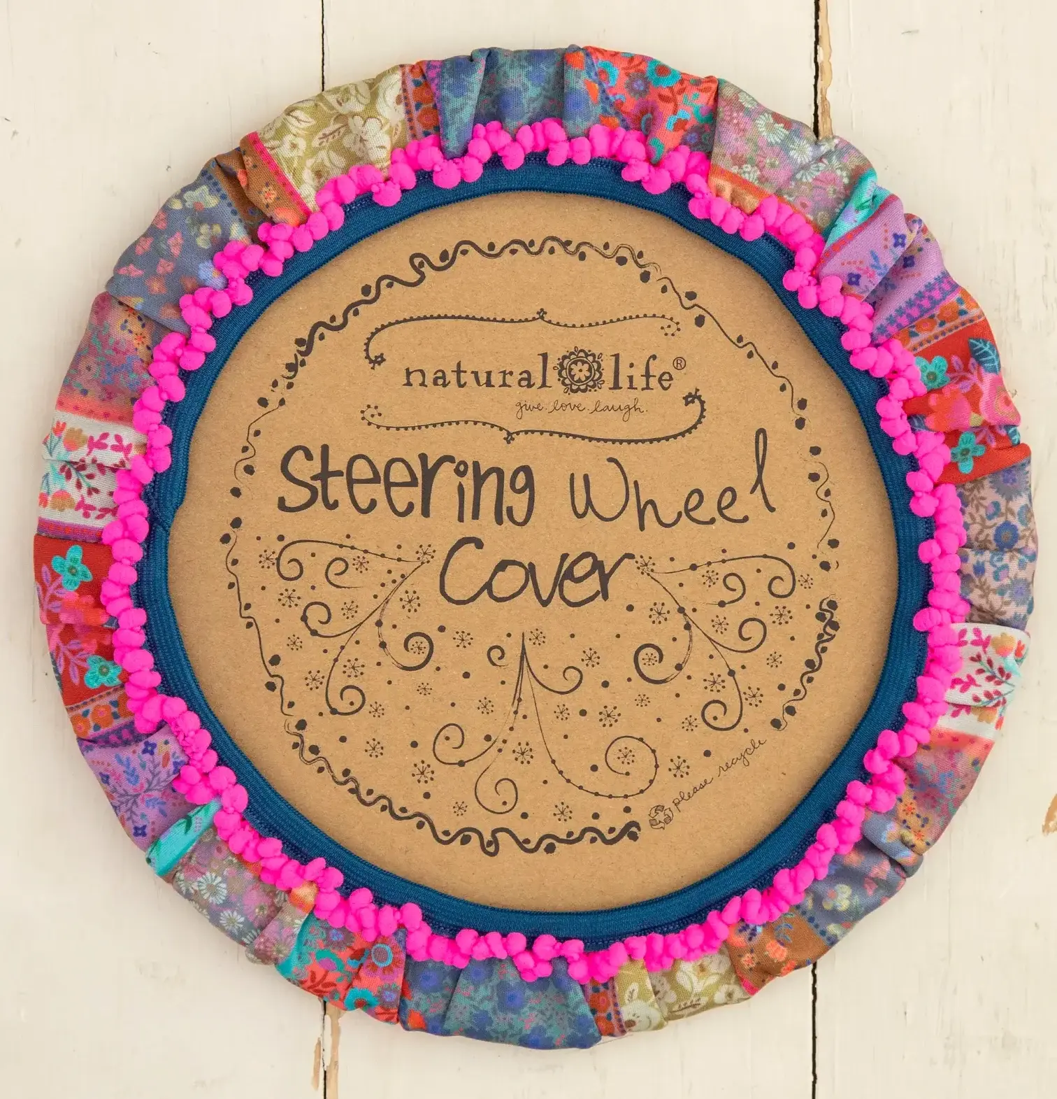 Natural Life Steering Wheel Cover- Patchwork