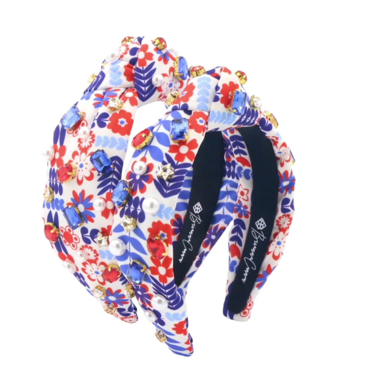 Brianna Cannon Children's Floral Americana Headband With Crystals & Pearls