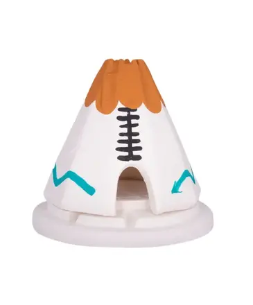 Incienso De Santa Fe White Teepee Burner - Turquoise & Buckskin - 20 Ct Incense