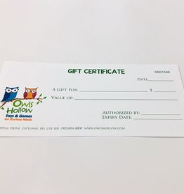 Owls Hollow Gift Certificate for $100.00