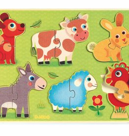 Wooden Farm 2pc Puzzles by Djeco