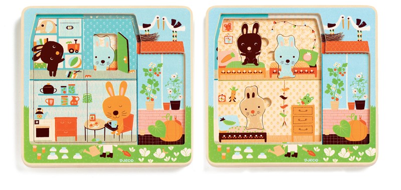 Three Layer Wooden Puzzle - Rabbit's Home