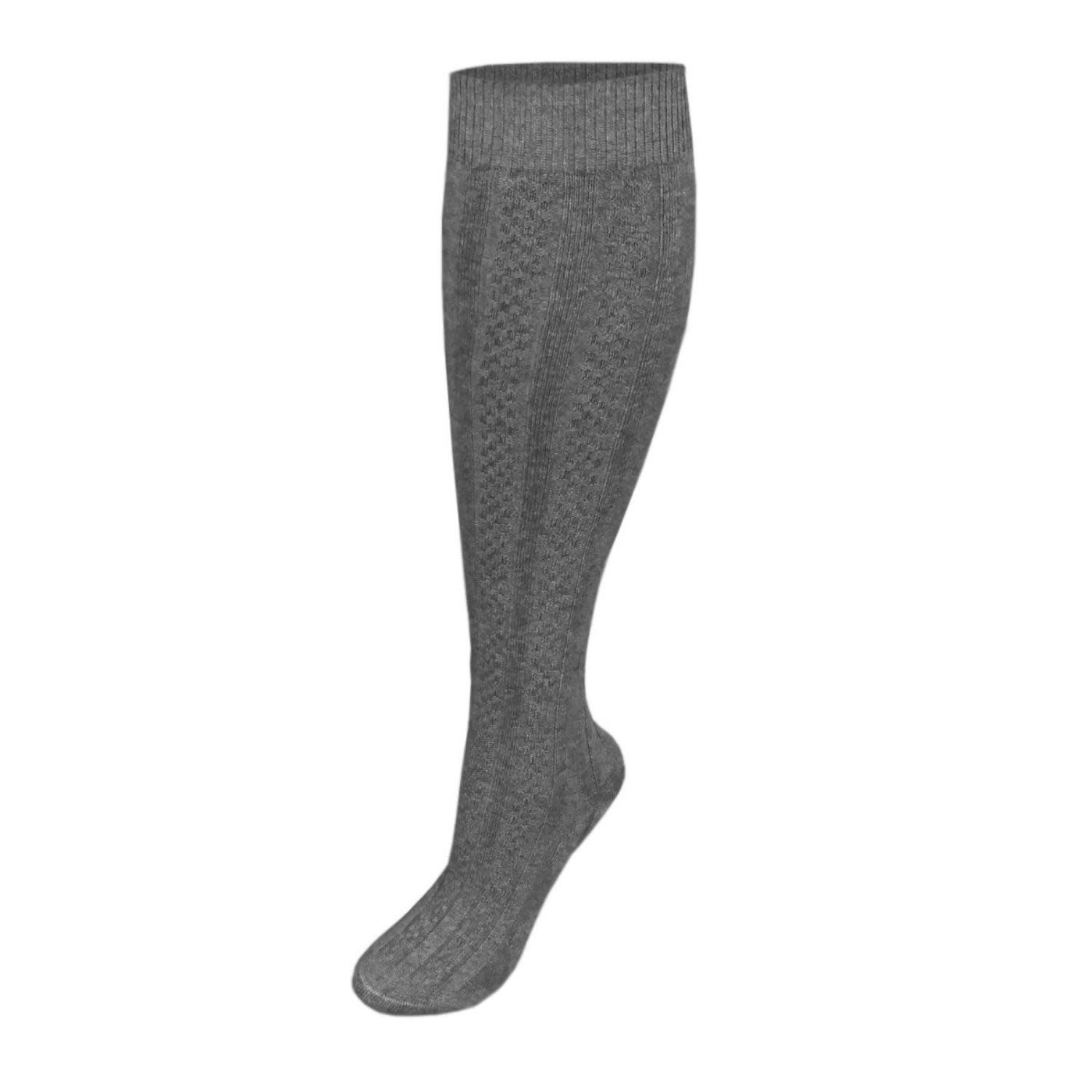 (SC25) 3-Pack Knee Cable Knee Socks  Grey XL (Women's Shoe 9-13)