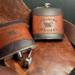 Laser-On-Products Two Tone Leather Wrapped Flask