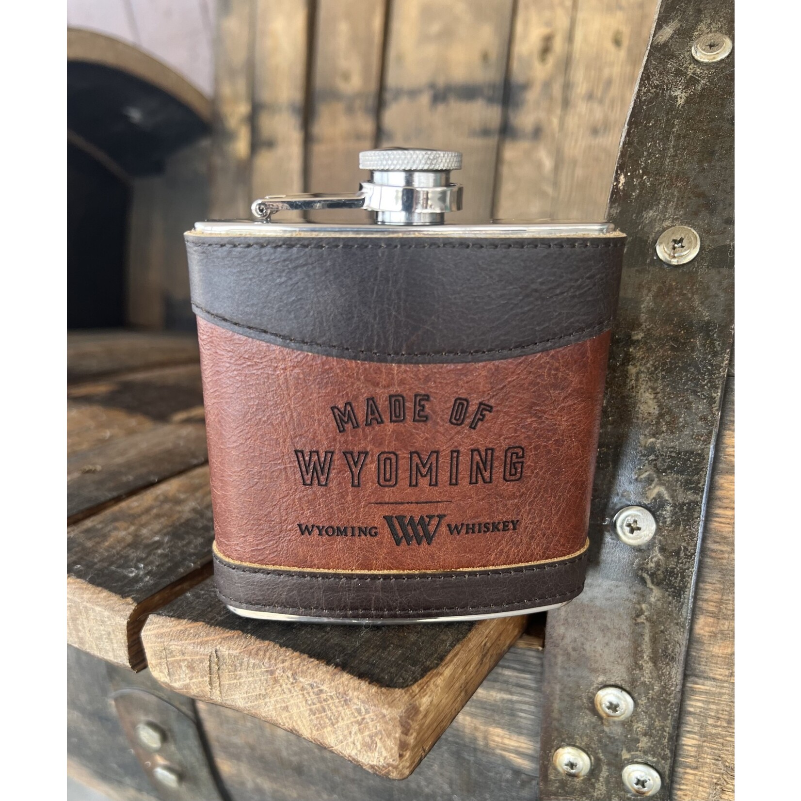 Laser-On-Products Two Tone Leather Wrapped Flask