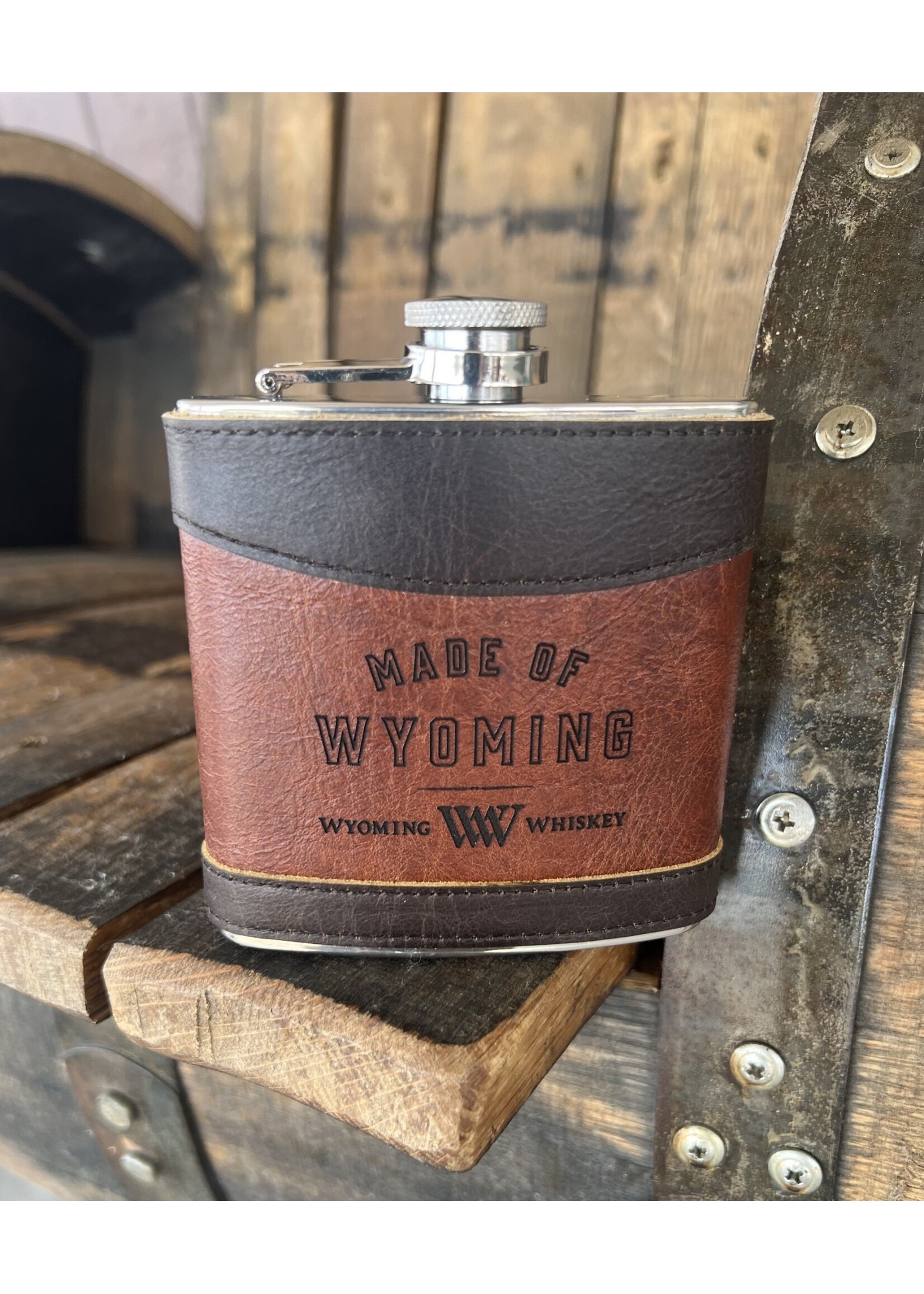 Laser-On-Products Two Tone Leather Wrapped Flask