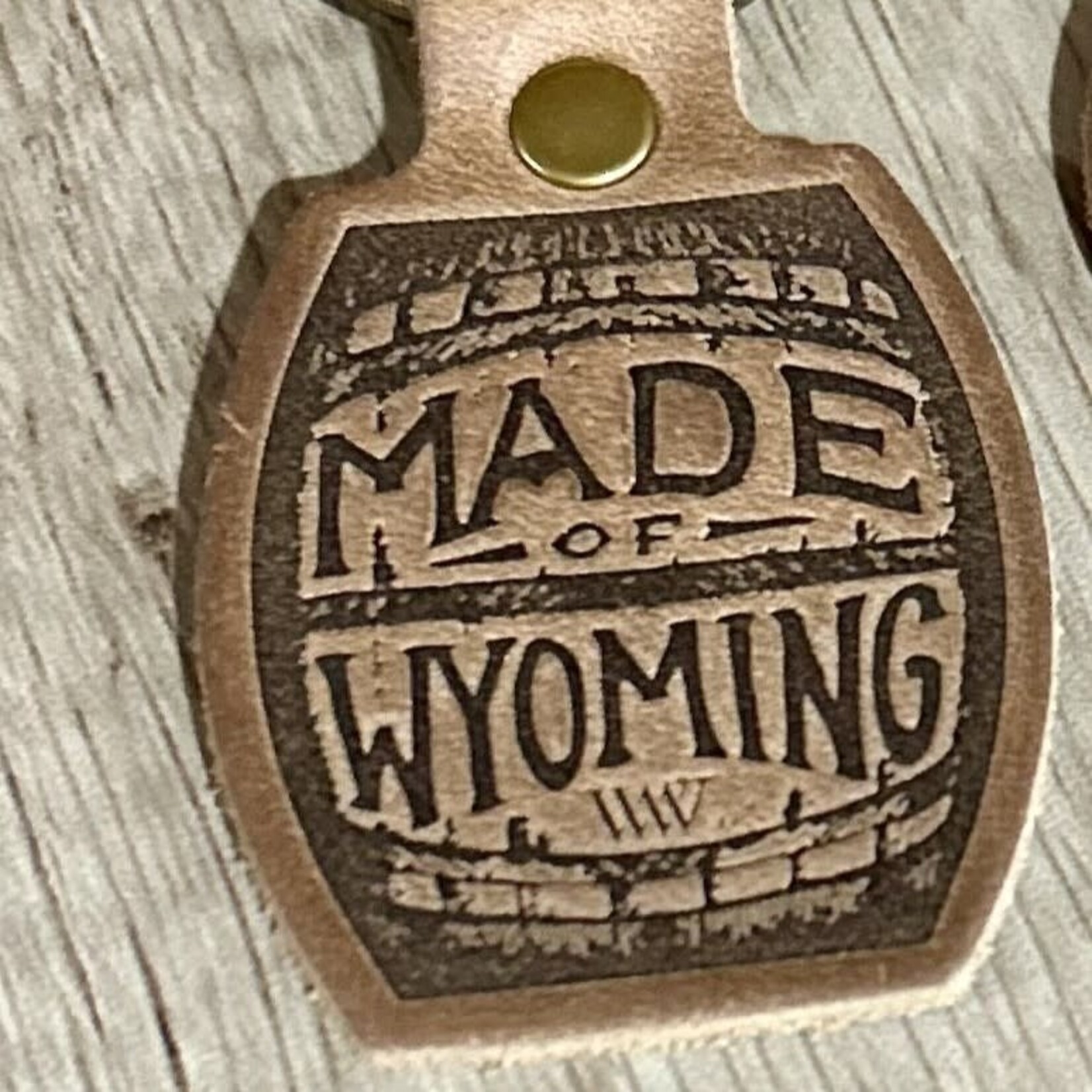 Made of Wyoming Barrel Keychain