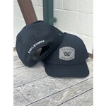 Black with Grey Leather Patch Hat