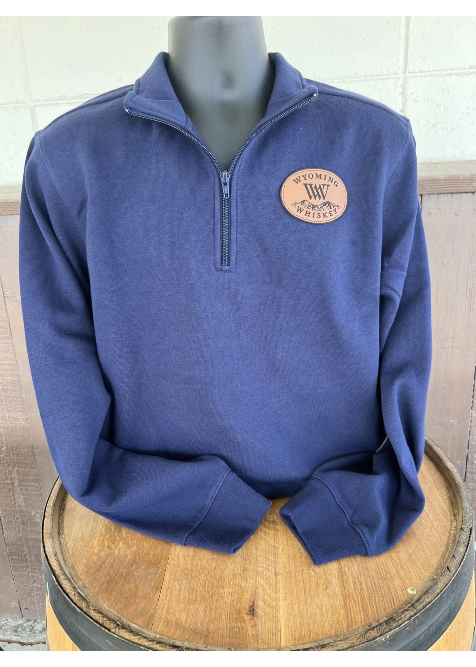 Wyoming Whiskey 1/4 Zip Sweatshirt W/Leather Patch