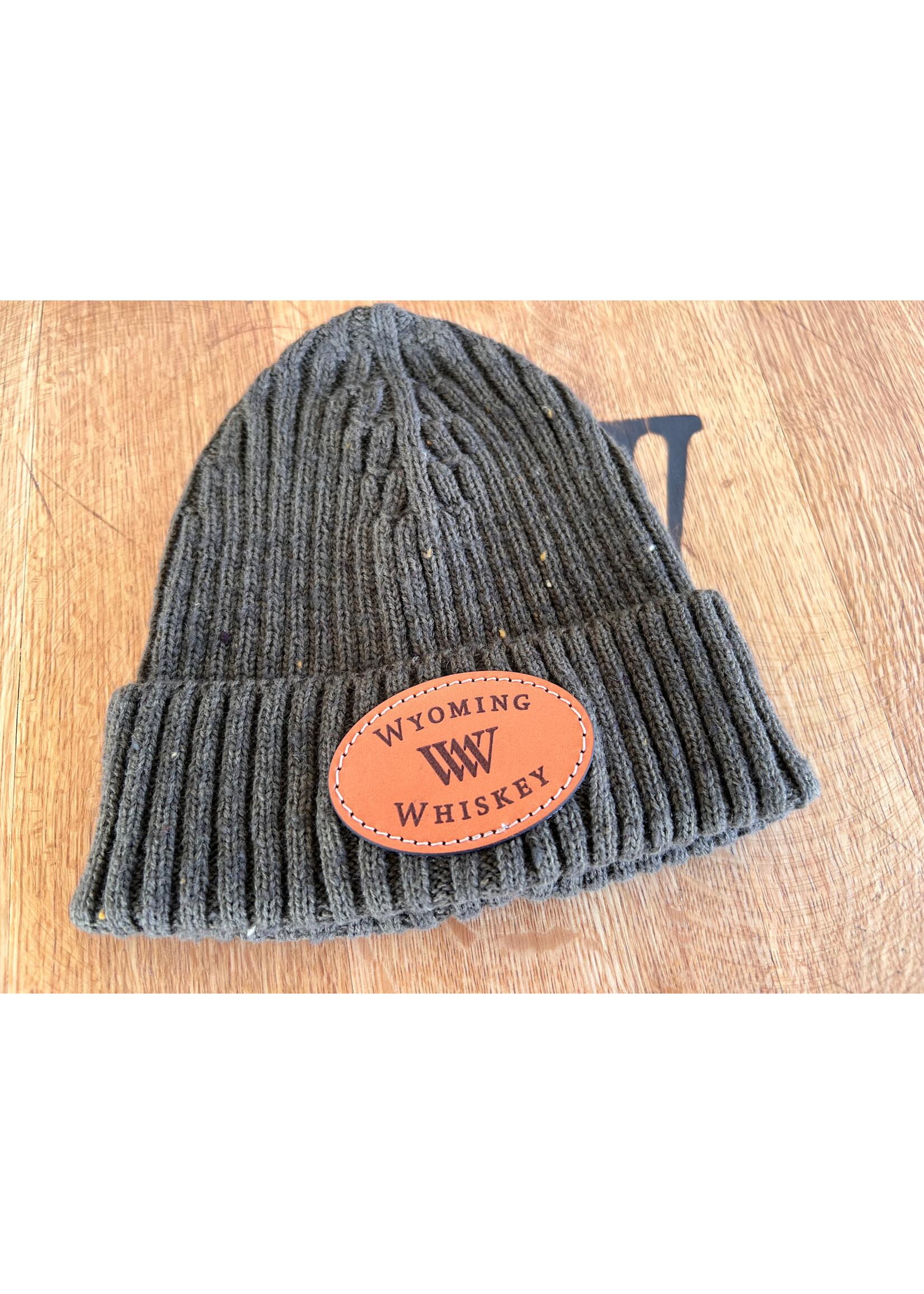 Wyoming Whiskey Merino Wool Leather Patch Beanie