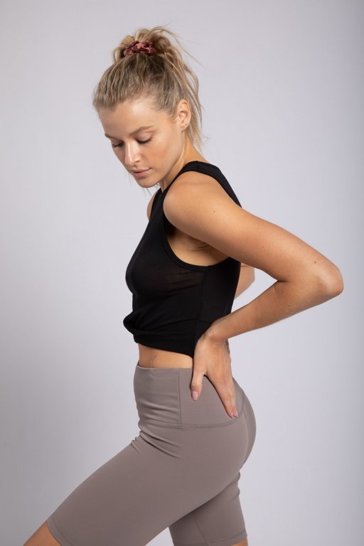 Mono B MONO Overlay Cropped Tank - Adult M