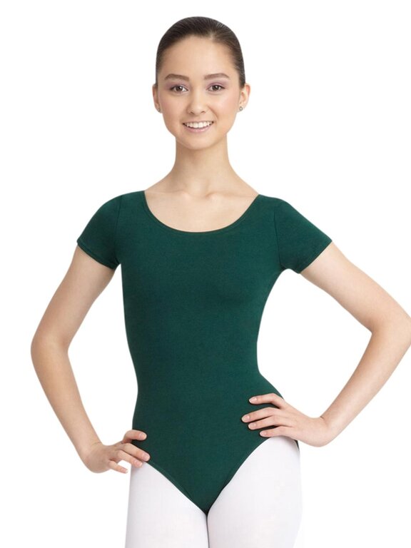 CZ Short Sleeve Cotton Leotard:  Adult XS-L