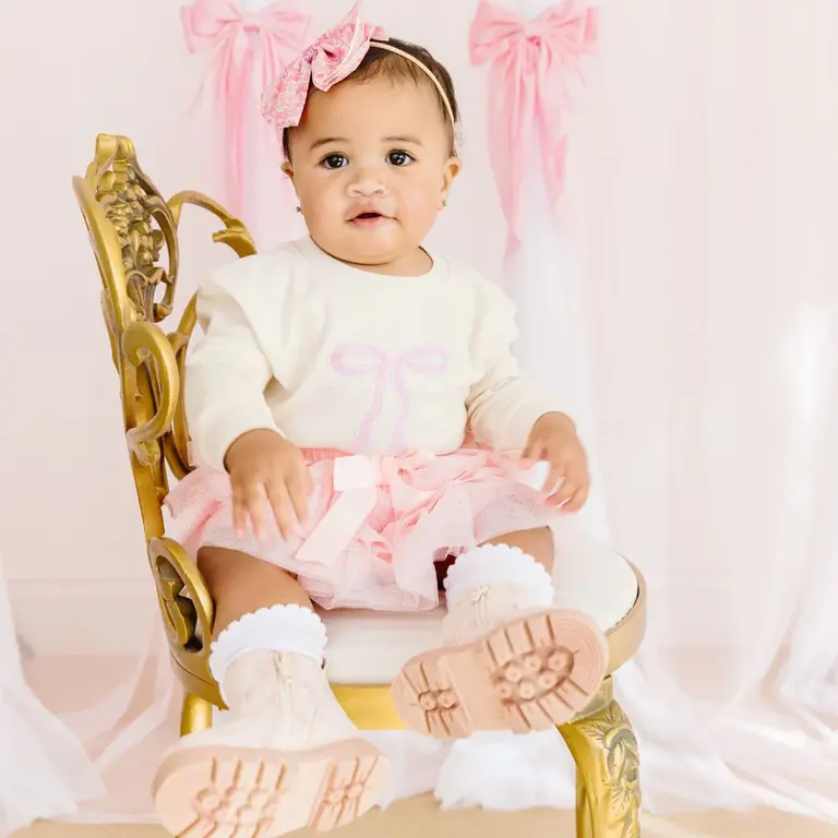 Sweet Winks SW Coquette Bow Patch Romper