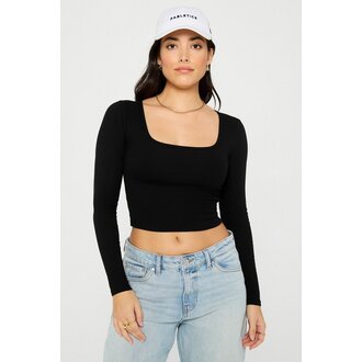 Fabletics FAB Daily Rib Crop Square Neck Long Sleeve