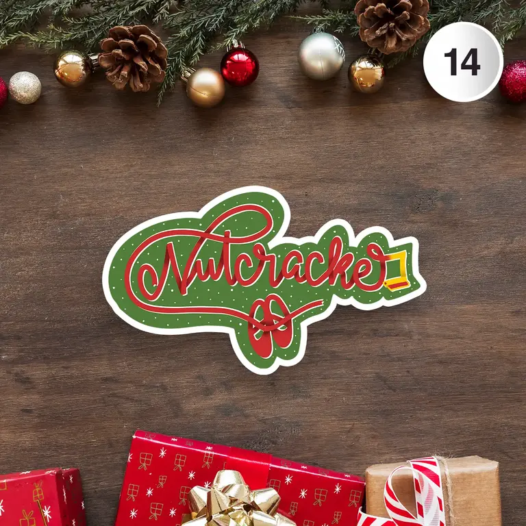 Denali & Co. D&C Nutcracker Holiday Cursive w/Hat Sticker