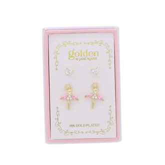 Jane Marie JM Heart and Ballerina Stud Earrings