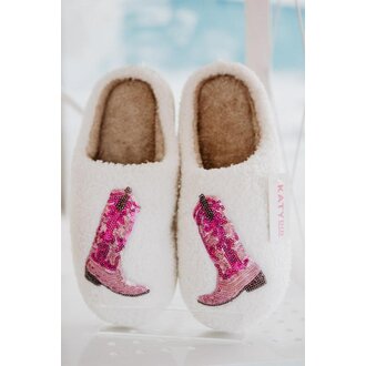 Katydid KD Pink Sequin Boots Slippers - Adult