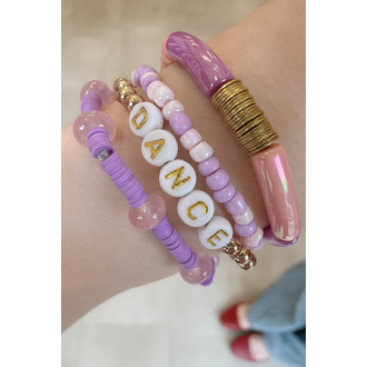 Jane Marie JM Set of 4 Lavender, Pink, Gold "Dance" Bracelets