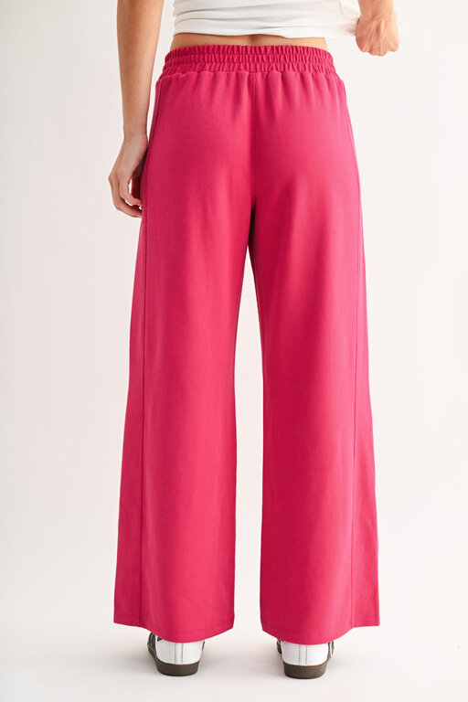 Mono B MB Luxe Sand Wash Ribbed Wide Leg Pant