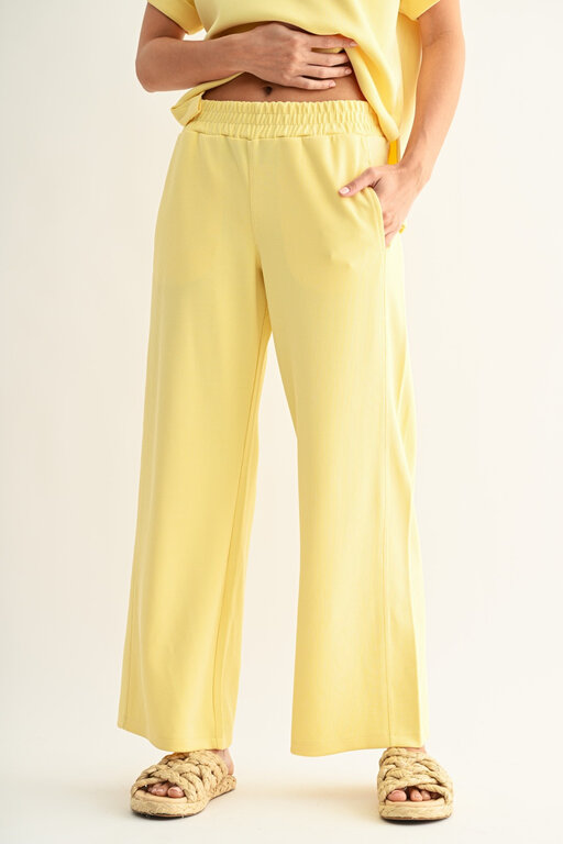 Mono B MB Luxe Sand Wash Ribbed Wide Leg Pant