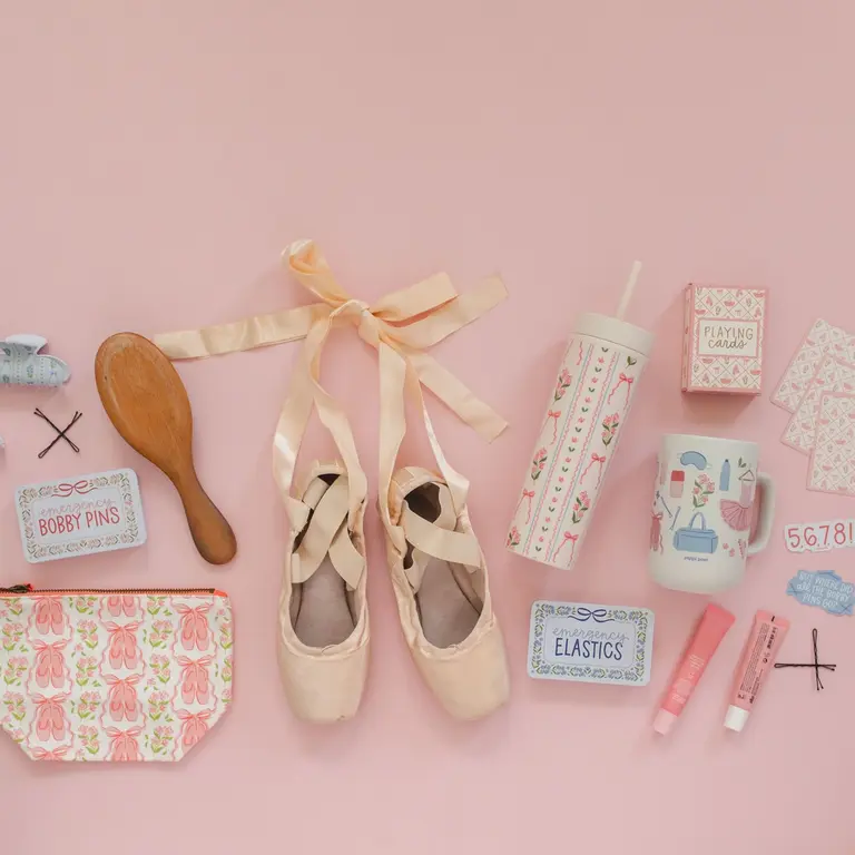 Pippi Post Dance Shoes & Flowers Canvas Pouch
