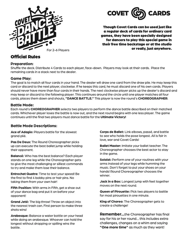 Covet Dance CD Dance Battle Cards