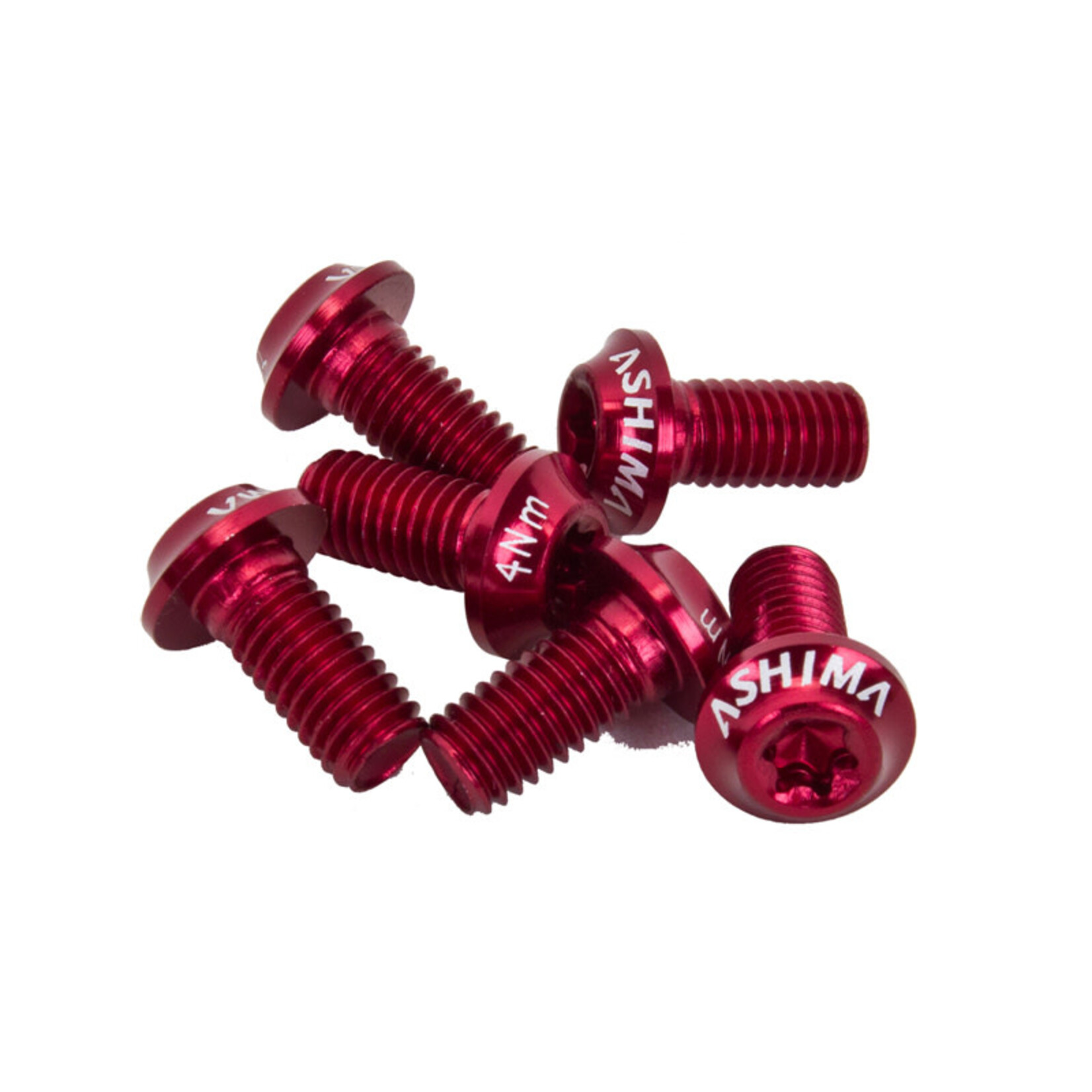 Ashima Alloy Torx Rotor Bolts, Pack of 6 - M5x10, Red