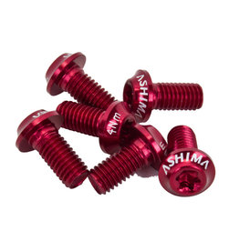 Ashima Alloy Torx Rotor Bolts, Pack of 6 - M5x10, Red