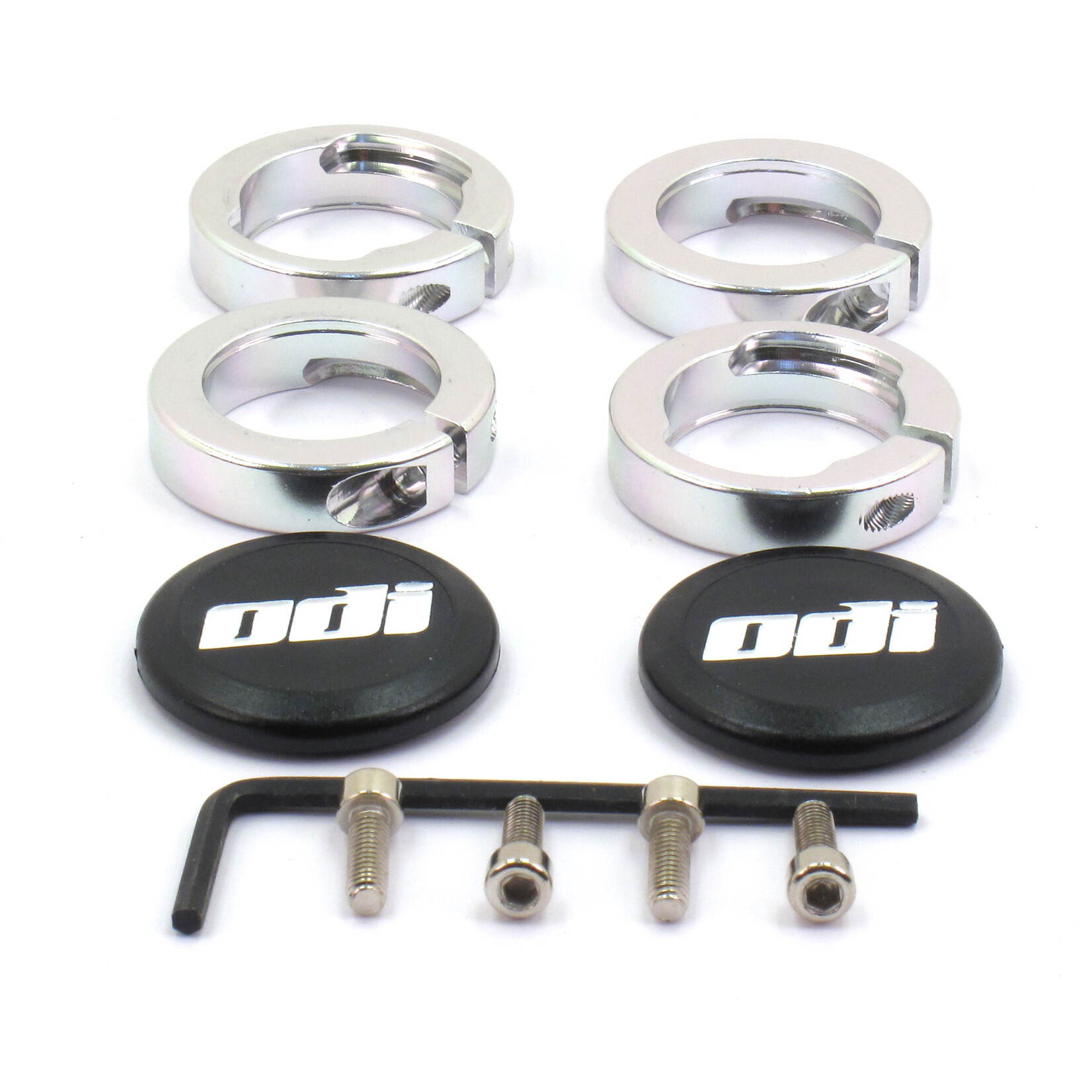 ODI ODI Lock Jaw clamps w/ Snap caps Silver set/4