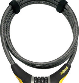 OnGuard Akita Resettable Combo Cable Lock: 6' x 12mm, Gray/Yellow