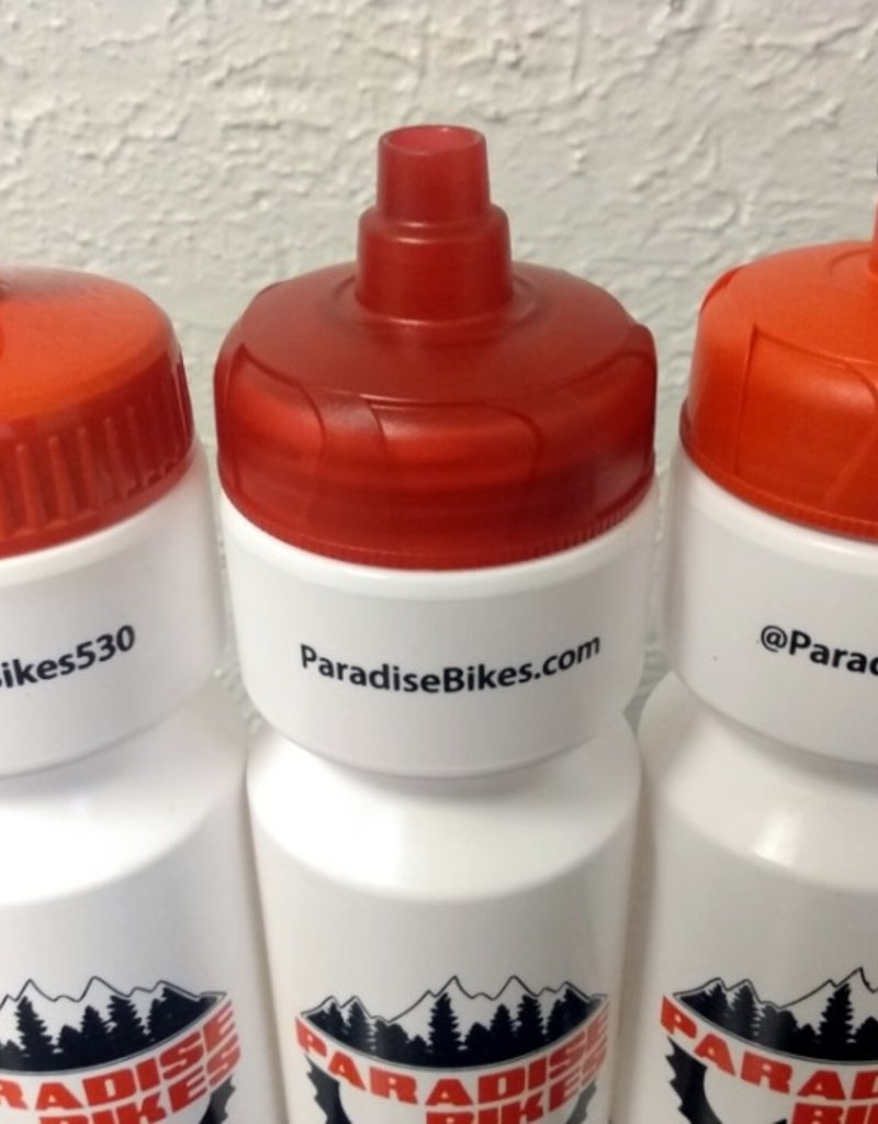 Paradise Bikes Shop Water Bottle, Red Top, 25oz