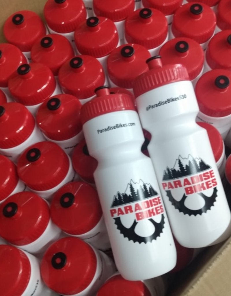 Paradise Bikes Shop Water Bottle, Red Top, 24oz