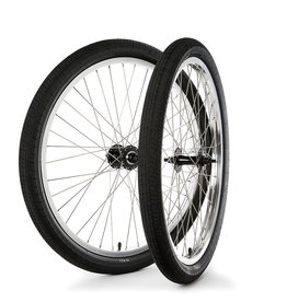 S&M 26" Covid Cruiser Wheelset Silver Rims w/Black Hubs & Black Tires