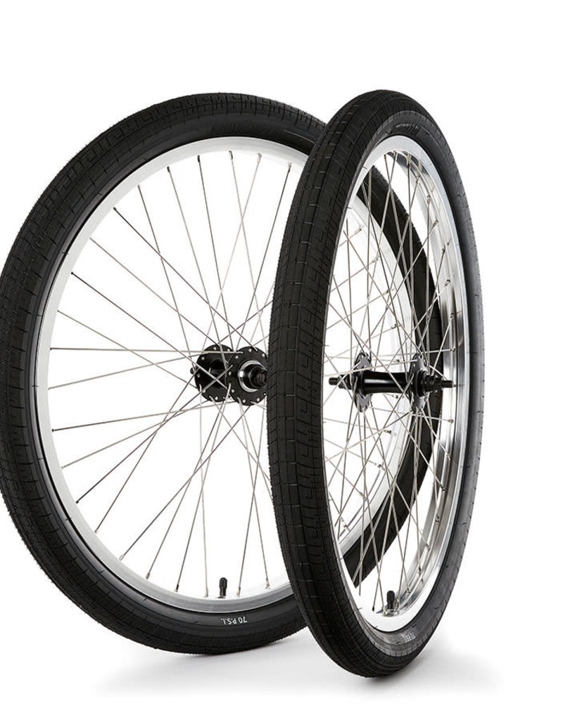 S&M 26" Covid Cruiser Wheelset Silver Rims w/Black Hubs & Black Tires