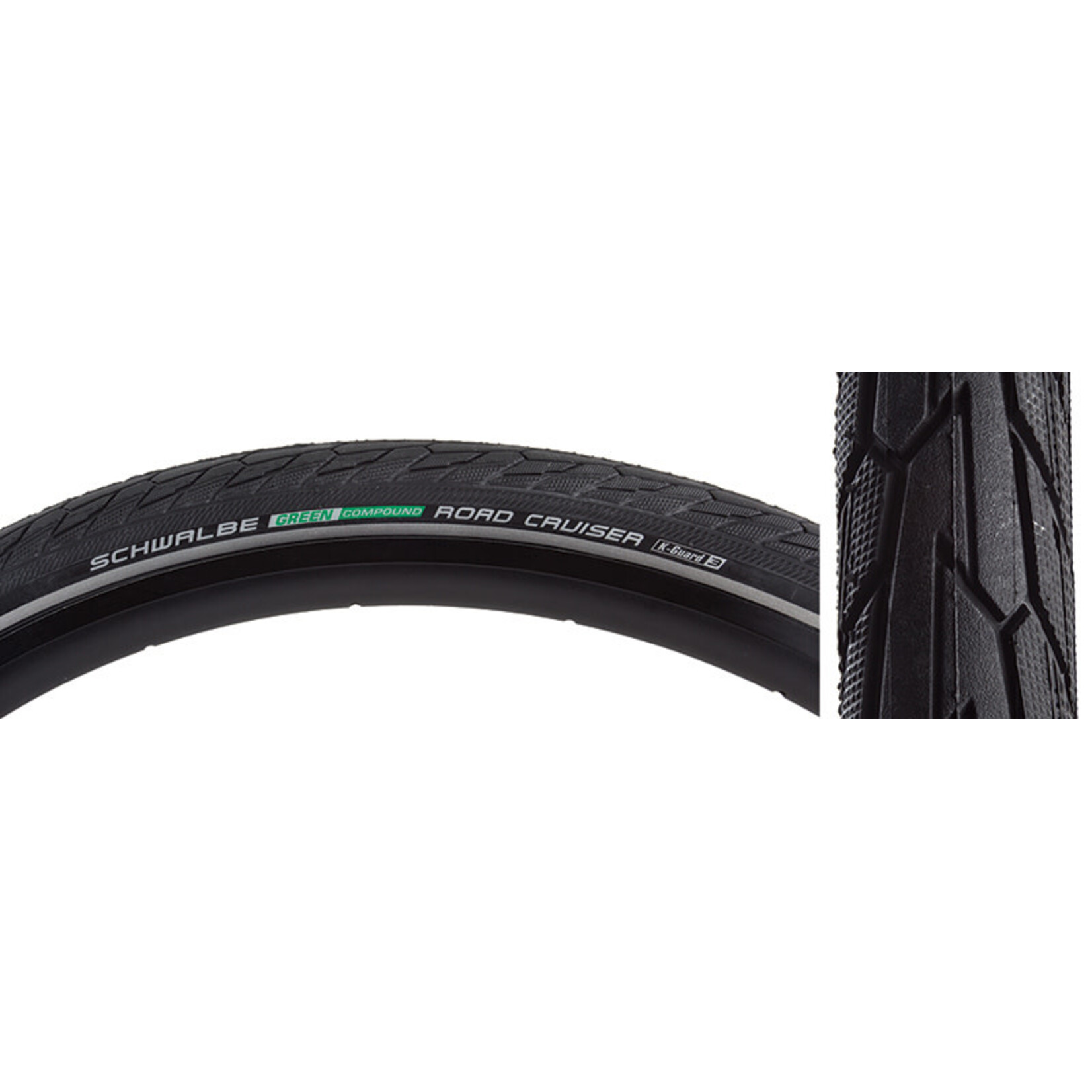 Schwalbe 24x1.75 (507/47) Road Cruiser HS 484, Active Line, Wire Bead, K-Guard, Green Compound, Black