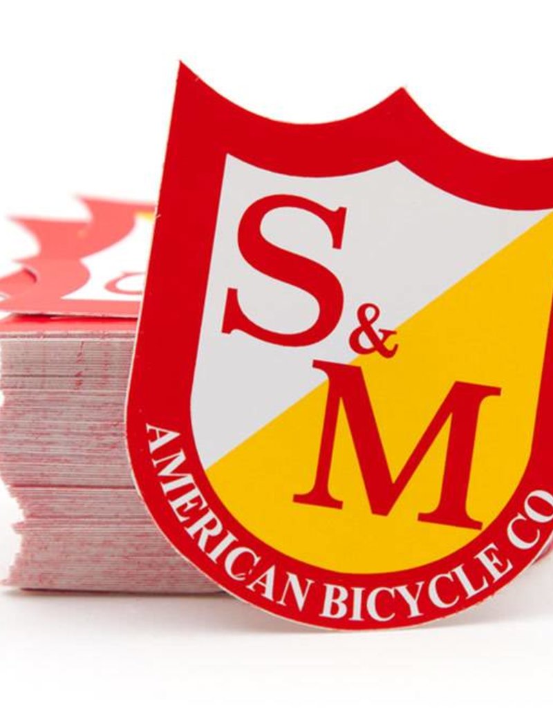 S&M MED SHIELD STICKERS, RED/YELLOW, 100 PACK