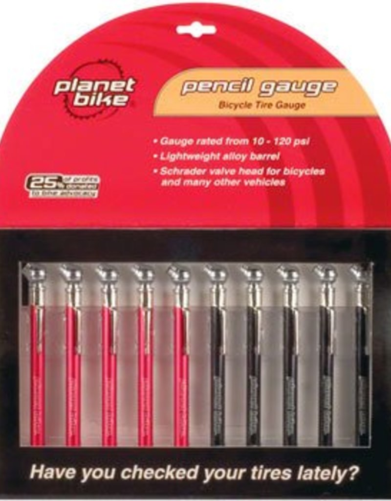 Planet Bike Planet Bike Pencil Gauge: Schrader Head, Card of 10 units