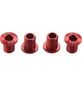 Wolf Tooth Components Wolf Tooth Set of Chainring Bolts for 104 x 30T rings (10 mm long) 4-Pieces, Red