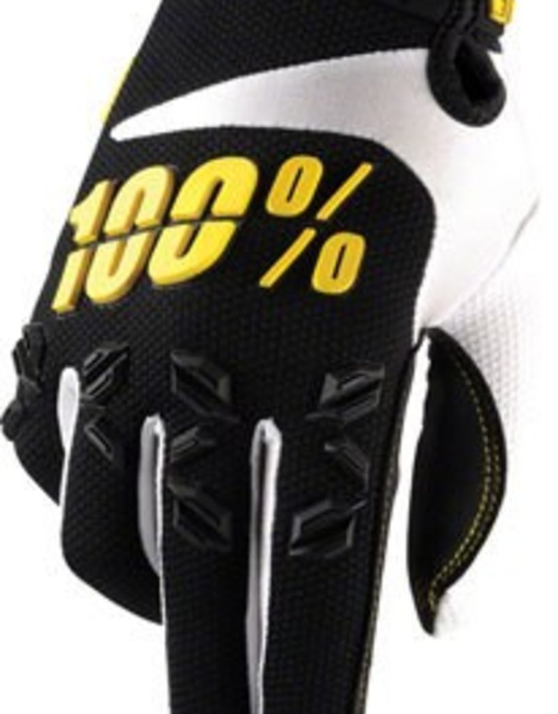 100% 100% Airmatic Full Finger Glove: Black/Yellow SM