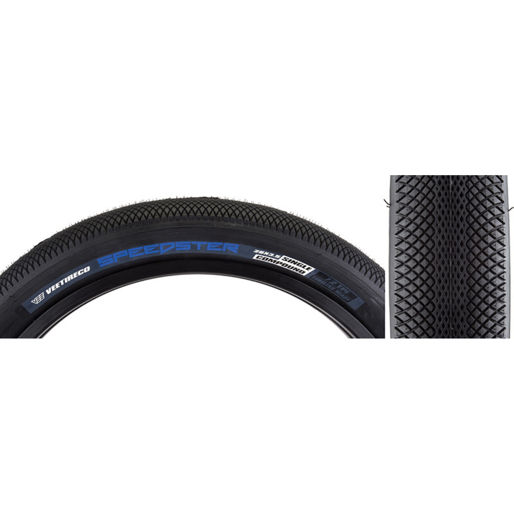 Vee Tire Co. 26x3.5 VEE Speedster-Fat Tire, 72tpi K tire, Black Foldable