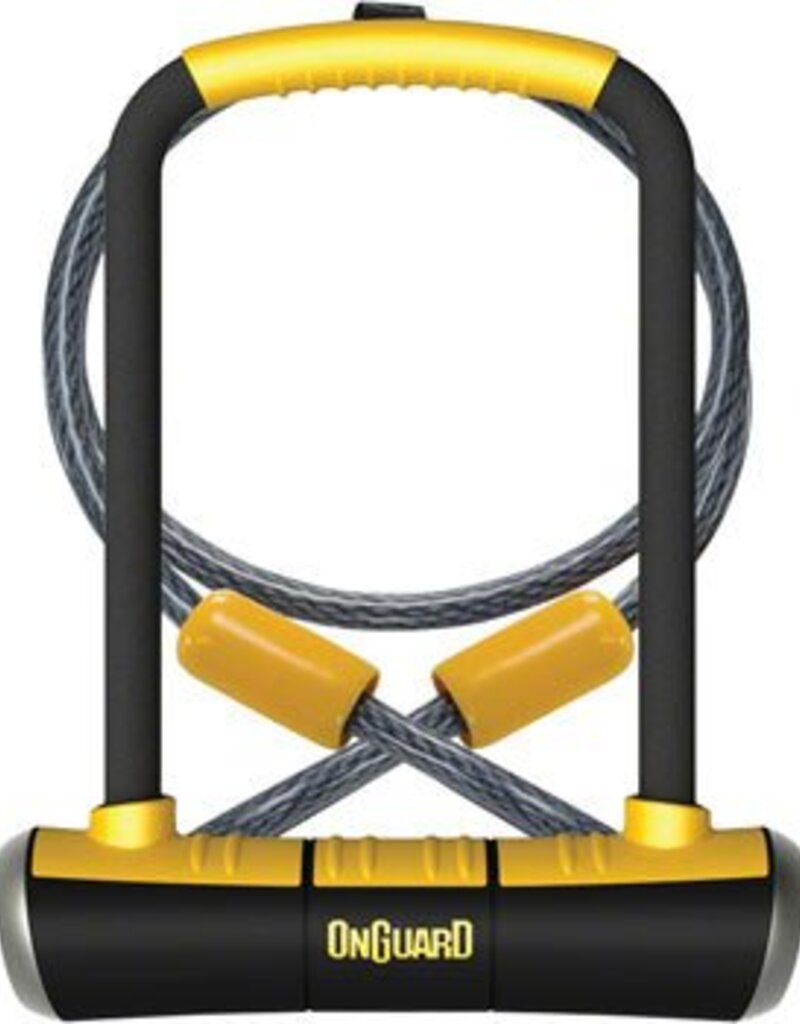 OnGuard PitBull U-Lock DT w/ Cable & Bracket: 4.5 x 9", Black/Yellow
