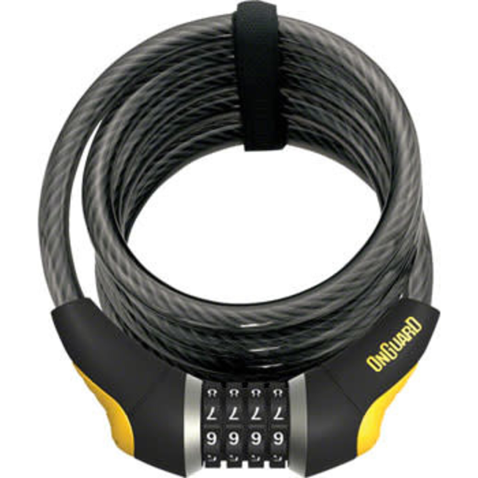 OnGuard Doberman Combo Cable Lock: 6'x12mm Gray/Black/Yellow