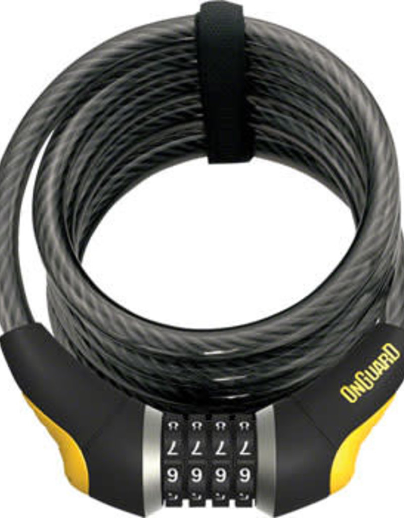 OnGuard Doberman Combo Cable Lock: 6' x 12mm, Gray/Black/Yellow