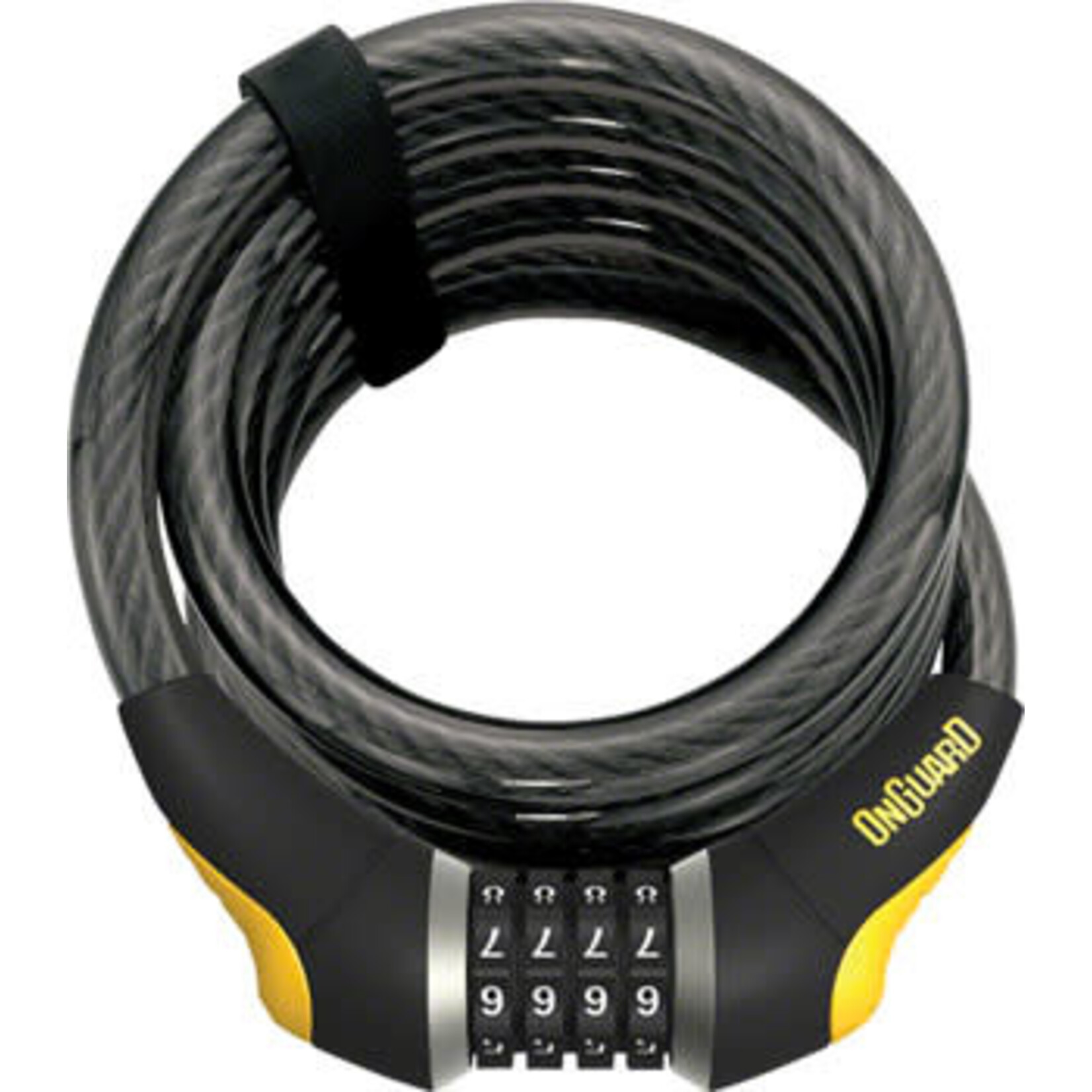 OnGuard Doberman Combo Cable Lock: 6'x15mm Gray/Black/Yellow