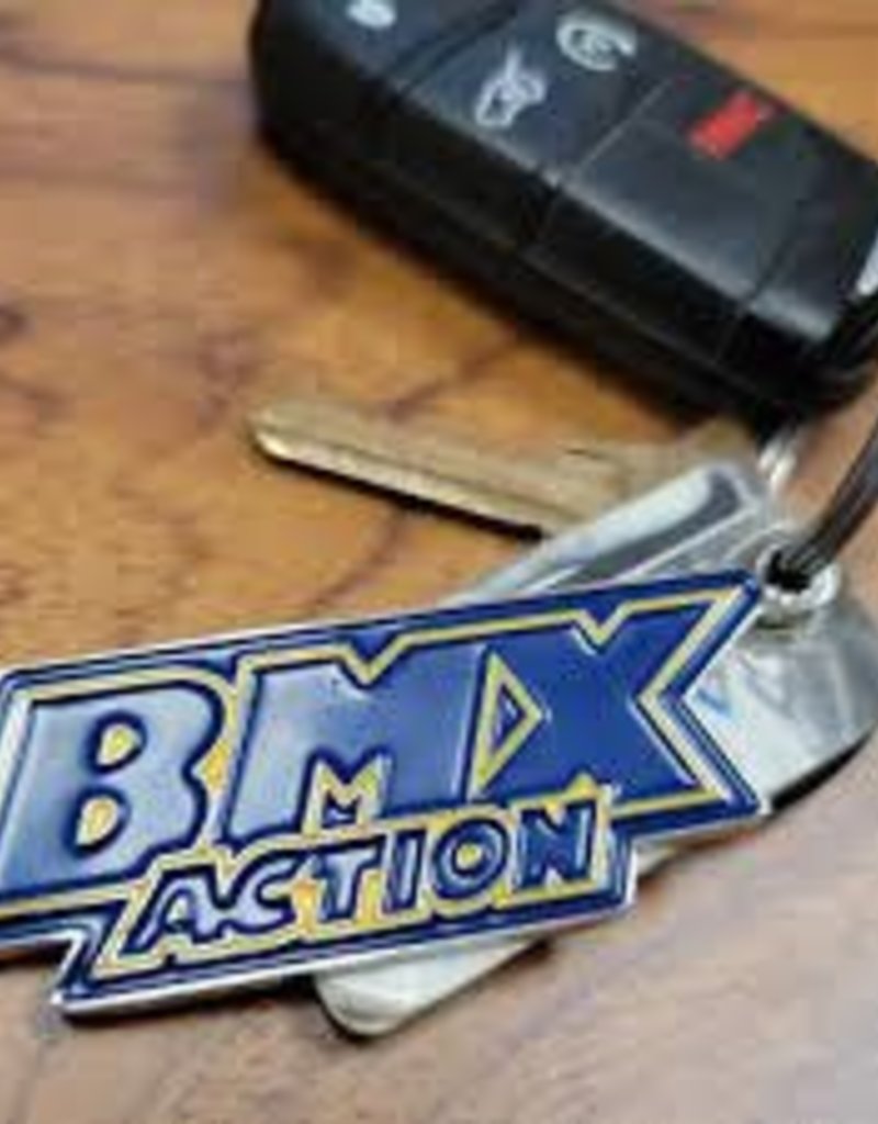 BMXA BMX Action Keychain, Blue and Yellow